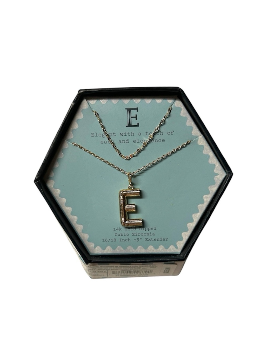 a new day Letter E Necklace in a Jewelry Box Ornament
